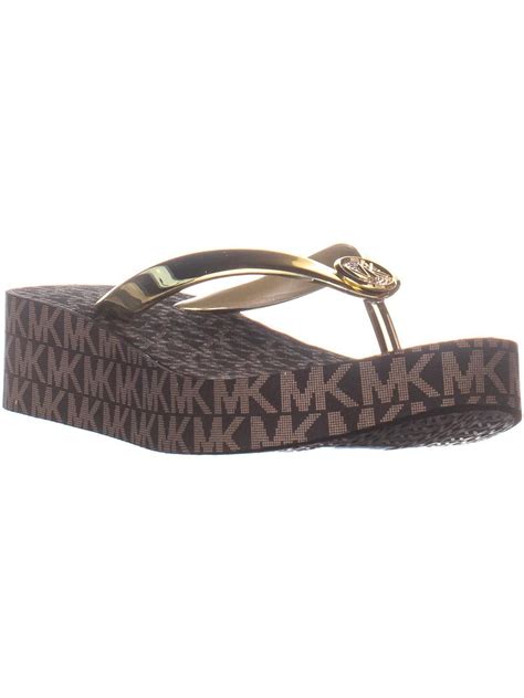 michael kors gold flip flops|Michael Kors bedford flip flops.